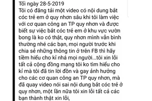 Lên facebook đăng tin bắt cóc trẻ em sai sự thât bị công an “sờ gáy"