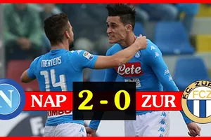 Napoli - FC Zurich 2-0 (chung cuộc 5-1): Simone Verdi, Adam Ounas lập công