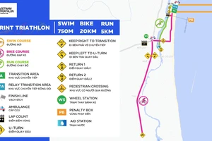 Đường đua nội dung Triathlon Sprint cá nhân,có sự tham gia của vận động viên chuyên nghiệp và phong trào