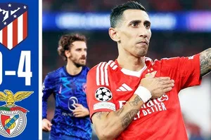 Benfica vs Atletico Madrid 4-0: Aursnes kiến tạo, Arturkoglu mở bàn, Di Maria lập công nhờ penalty, Bah, Kokcu lần lượt hạ thầy trò Diego Simeone