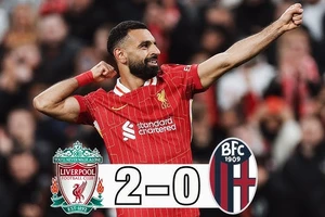 Liverpool vs Bologna 2-0: Salah kiến tạo, Mac Allister mở bàn, Salah cứa lòng đẹp mắt ấn định chiến thắng