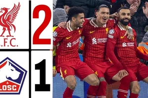 Liverpool vs Lille 2-1: Salah tỏa sáng bàn thắng thứ 50, Mandi nhận thẻ đỏ, David gỡ hòa, Elliott tung volley hạ thủ môn Chevalier, Liv giành gọn 3 điểm