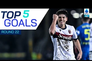 Benjamin Dominguez, Lautaro Martinez, Mateo Retegui, Che Adams, Nico Paz lần lượt dẫn đầu tốp 5 bàn thắng đẹp nhất vòng 22 Serie A