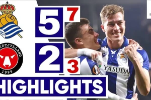 Real Sociedad vs Midtjyland 5-2 (7-3): Lần lượt Brais Mendez, Luka Sucic, Mikel Oyarzabal, Orri Oskarsson vùi dập đối thủ, Sociedad hiên ngang bước vào vòng 1/8 Europa League