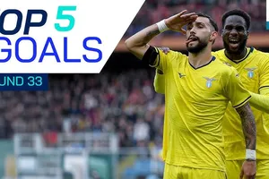 Mateo Pellegrino, Robin Gosens, Jacopo Fazzini, Valentin Castellanos, Riccardo Orsolini lần lượt lọt tốp 5 bàn thắng đẹp nhất vòng 33 Serie A 2025