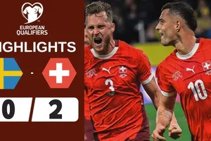 Thụy Điển vs Thụy Sĩ 0-2: Dàn công Gyokeres và Isak bất lực, Granit Xhaka khai bàn trên chấm penalty, Johan Manzambi ấn định chiến thắng