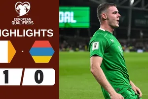 Ireland vs Armenia 1-0: Tâm điểm hiệp 2, Tigran Barseghyan nhận thẻ đỏ, Will Smallbone bấm bóng điệu nghệ, Evan Ferguson đánh đầu ghi bàn duy nhất 