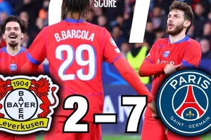 Leverkusen vs PSG 2-7: Kịch tính 2 thẻ đỏ của Andrich, Zabarnyi, đã mắt 9 bàn thắng Garica ghi cú đúp, Pacho, Doue, Kvaratskhelia, Mendes, Dembele, Vitinha đè bẹp đối thủ