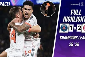 PSG vs Bayern Munich 1-2: Luis Diaz tỏa sáng cú đúp, nhưng cũng nhận thẻ đỏ phút 45+7, Neves ghi bàn danh dự cho HLV Luis Enrique