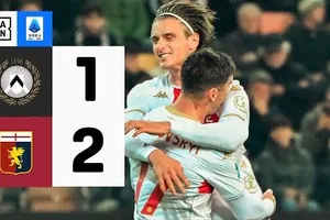 Udinese vs Genoa 1-2: Ruslan Malinovskyi mở bàn trên chấm penalty, Jakub Piotrowski gỡ hòa, Brooke Norton-Cuffy đệm bóng cận thành