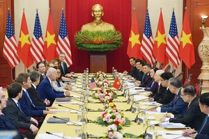 Tổng Bí thư Nguyễn Phú Trọng và Tổng thống Joe Biden hội đàm chiều 10-9. Ảnh: VIẾT CHUNG