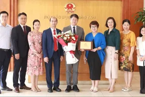 Lãnh đạo Cục Hợp tác quốc tế cùng ông Kil Ho Jin (giữa) - Giám đốc Trung tâm Ngôn ngữ tiếng Hàn tại TPHCM
