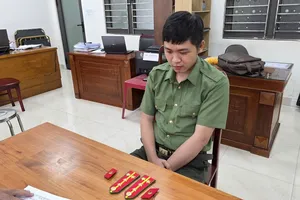 Nguyễn Thành Phúc tại cơ quan công an. Ảnh: CACC