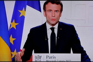 法國總統馬克龍發表講話。