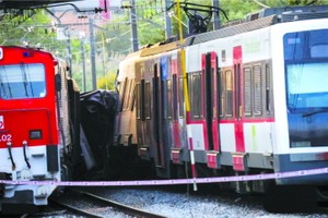 火車碰撞事故現場。