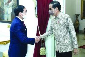 越南外交部長裴青山會見印尼總統 佐科‧維多多。