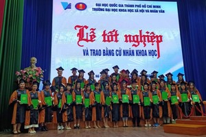 中國語文學系副主任張家權與畢業生合照。