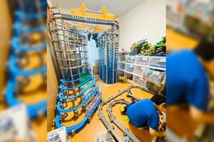 ５歲兒童一天建２米鐵道玩具軌道塔
