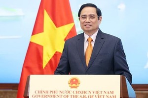 越南政府總理范明政以錄製視頻方式的氣候變化高級別會議上發言。