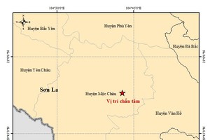 圖中星號表示震中位置。（圖源：地球物理院）