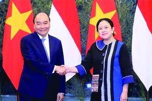 越南國家主席阮春福與印尼國會議長普安‧馬哈拉尼。