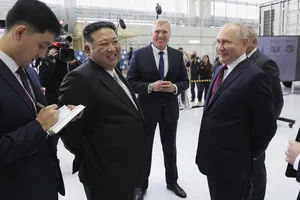 朝鲜最高领导人金正恩与俄罗斯总统普京。(资料图片)