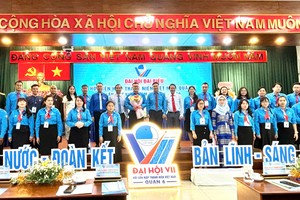 市、郡领导祝贺第六郡越南青年联合会新届执委成员。