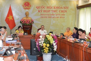 Đoàn Đại biểu Quốc hội TPHCM họp trực tuyến tại kỳ họp thứ 9 Quốc hội khóa XIV sáng 21-5. Ảnh: VIỆT DŨNG