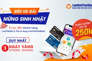 Tặng 100.000 đồng cho khách hàng kích hoạt thẻ tín dụng trên LienViet24h