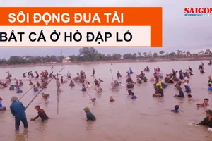 Sôi động đua tài bắt cá ở hồ Đập Lổ