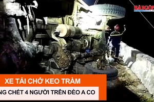 Xe tải chở keo tràm tông chết 4 người trên đèo A Co