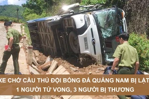 Tin nóng: Xe chở cầu thủ đội bóng đá Quảng Nam bị lật, 1 người tử vong, 3 người bị thương