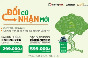 Thu phụ kiện cũ, đổi sạc dự phòng Energizer để bảo vệ môi trường cùng Di Động Việt