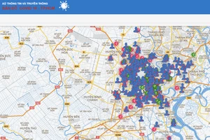 Ảnh chụp màn hình "Bản đồ hỗ trợ phòng chống dịch Covid-19" tại TPHCM
