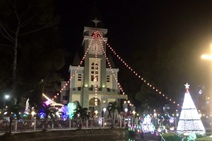 有著眾多華人參加的富平教堂張燈結綵。