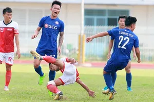 Tình huống dẫn đến việc bị gãy ngón tay của Tiến Phát (Vĩnh Long). Ảnh: DƯƠNG THU