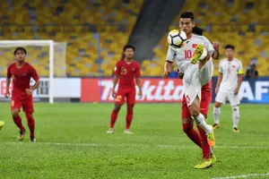 Văn Khang, tác giả bàn mở tỷ số cho đội Việt Nam. Ảnh: Đoàn Nhật