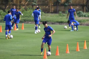ĐT Việt Nam trên sân tập sáng 26-11. Ảnh: MINH HOÀNG