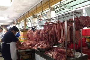 A pork stall at a market in HCM City. (Photo: VNA)
