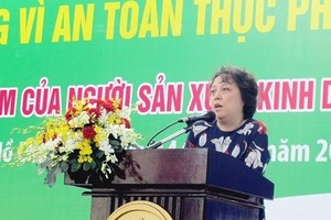 Pham Khanh Phong Lan, head of the HCM City Food Safety Management Board, urges food manufacturers to be more responsible for food safety. (Photo: sggp.org.vn)