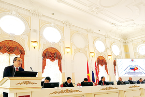 Secretary of HCMC Party Committee Nguyen Thien Nhan speaks at the ceremony. (Photo: Sggp)