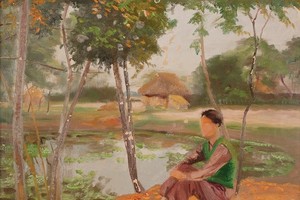 The painting ,Chieu buon (A blue evening) by Trinh Huu Ngoc is auctioned for a starting price of US$4,000. 