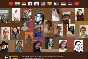 Asian artists gather at an art exhibition in Hanoi