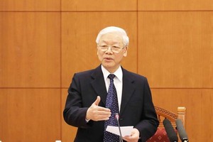 Party General Secretary and President Nguyen Phu Trong speaks at the meeting. (Photo: VNA)