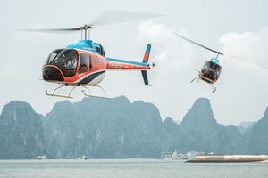 Two Bell 505 helicopters are used for the Ha Long Bay scenic flight service. (Source: CNN)