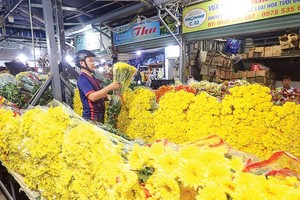 Flowers in a wholesale market