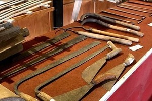 Agricultural and fishing tools related to the process of reclamation and establishment of villages by farmers in Vinh Long province (Photo: VNA)