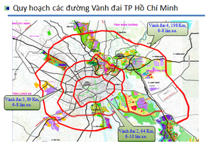 A map shows HCM City’s ring roads No 3 and 4 (Photo courtesy of HCM City’s Department of Transport)