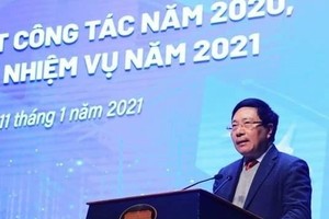 Deputy Prime Minister and Minister of Foreign Affairs Pham Binh Minh speaks at the conference (Photo: VNA)