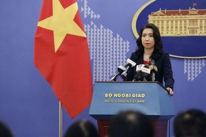 Foreign Ministry spokeswoman Le Thi Thu Hang speaks at the ministry's March press conference. (Photo: VNA)